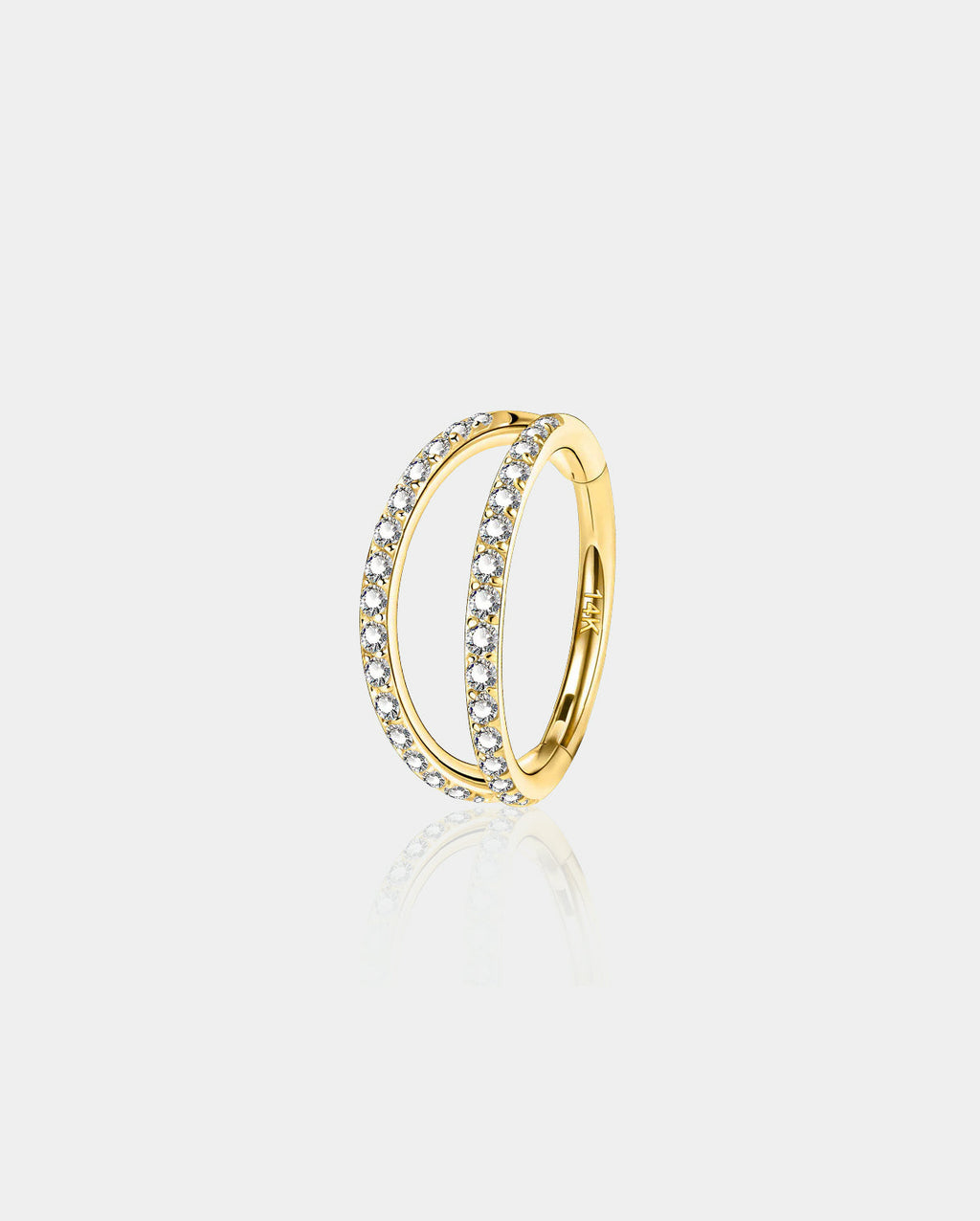 14K Gold CZ Double Hoop Segment Nose Ring