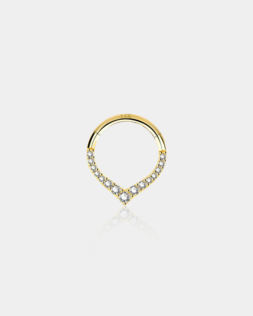 14K Gold CZ V-Shape Segment Septum Ring