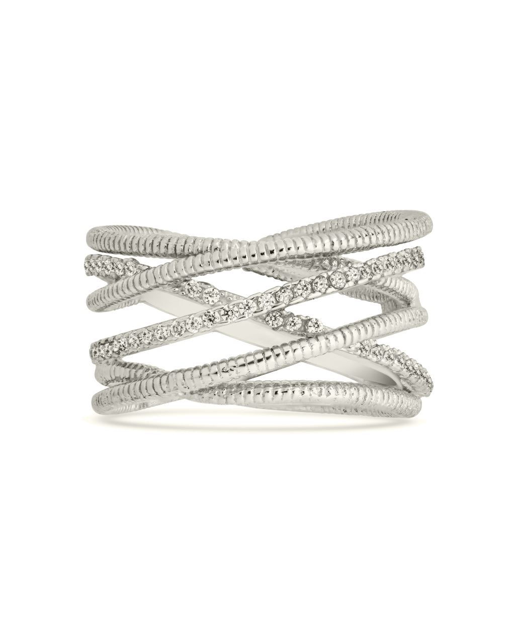 Sterling Silver Multi Band & CZ Ring