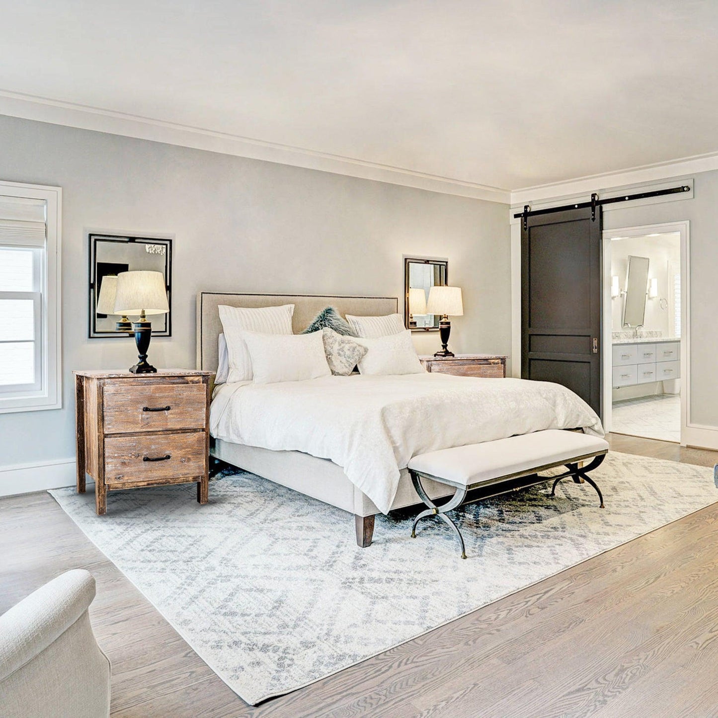 Farmhouse  Solid Wood Bedroom Nightstand Side Table