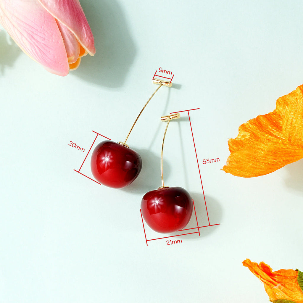 Cherry Threadless Push-In Drop Earring
