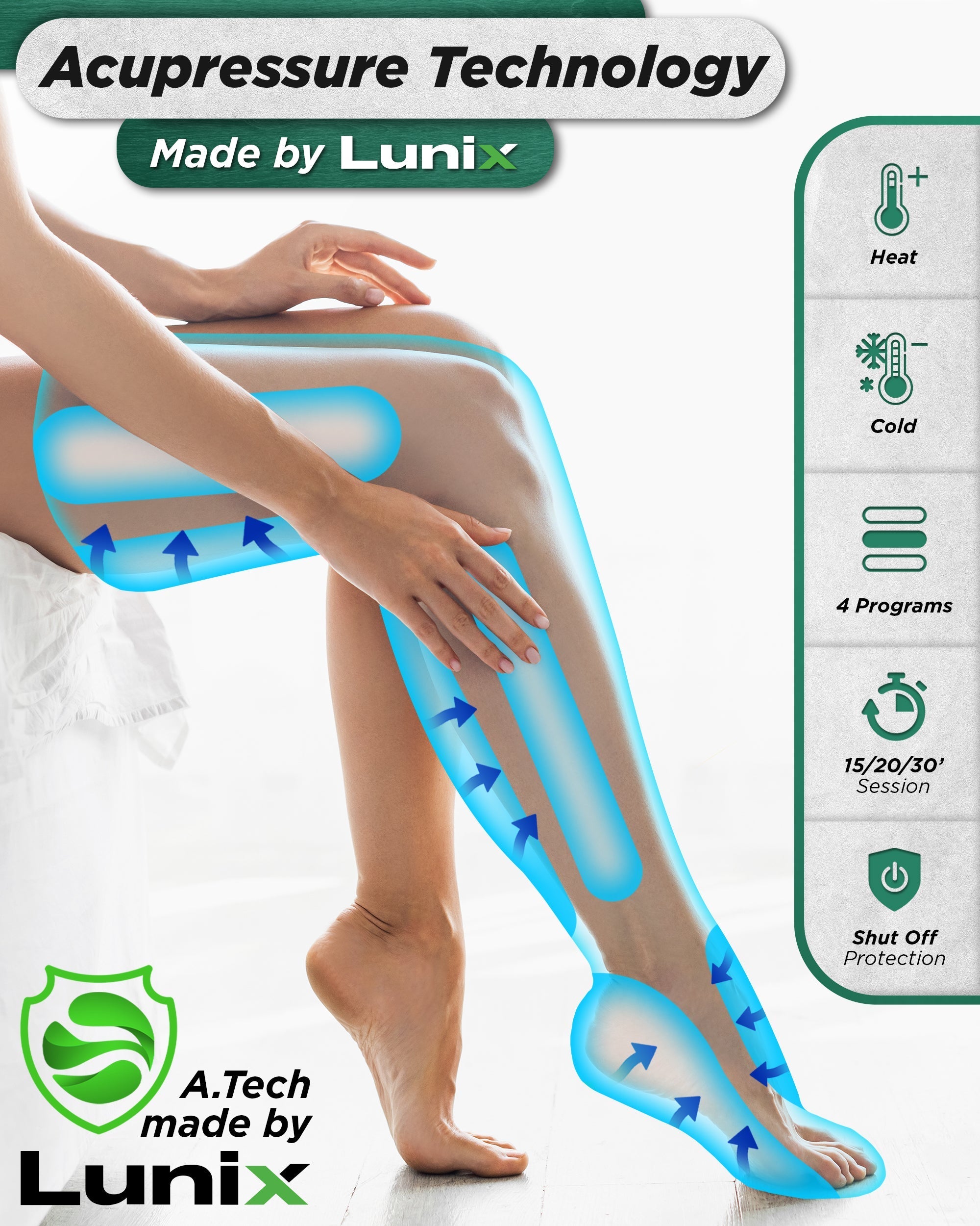 LX10 Full Leg Compression Massager, Forest Green
