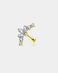 14K Gold Flower Petal CZ Labret Stud