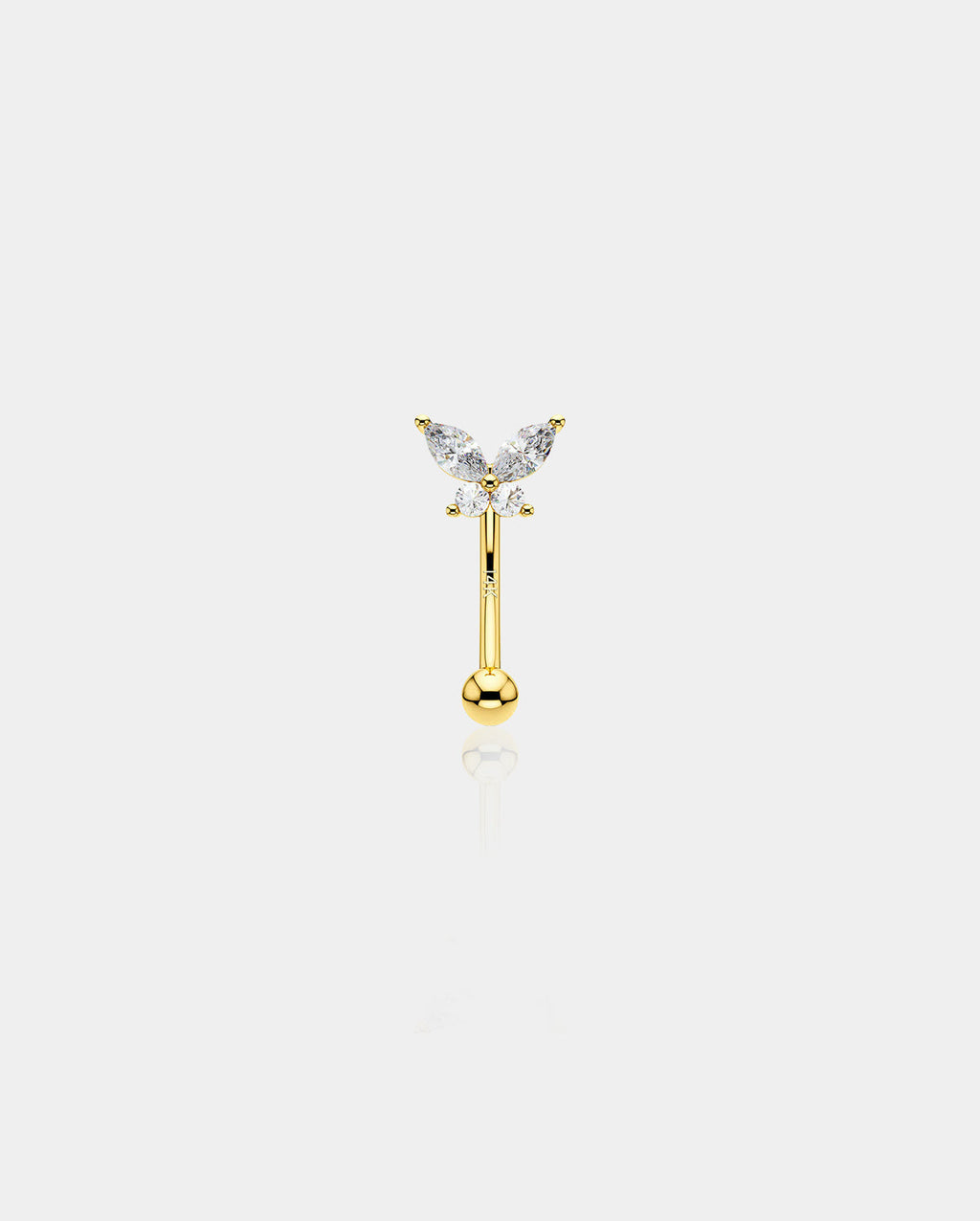 14K Gold CZ Butterfly Rook Earring