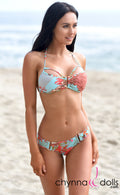 Zaria: "U" Brooch Bikini in Salmon Floral