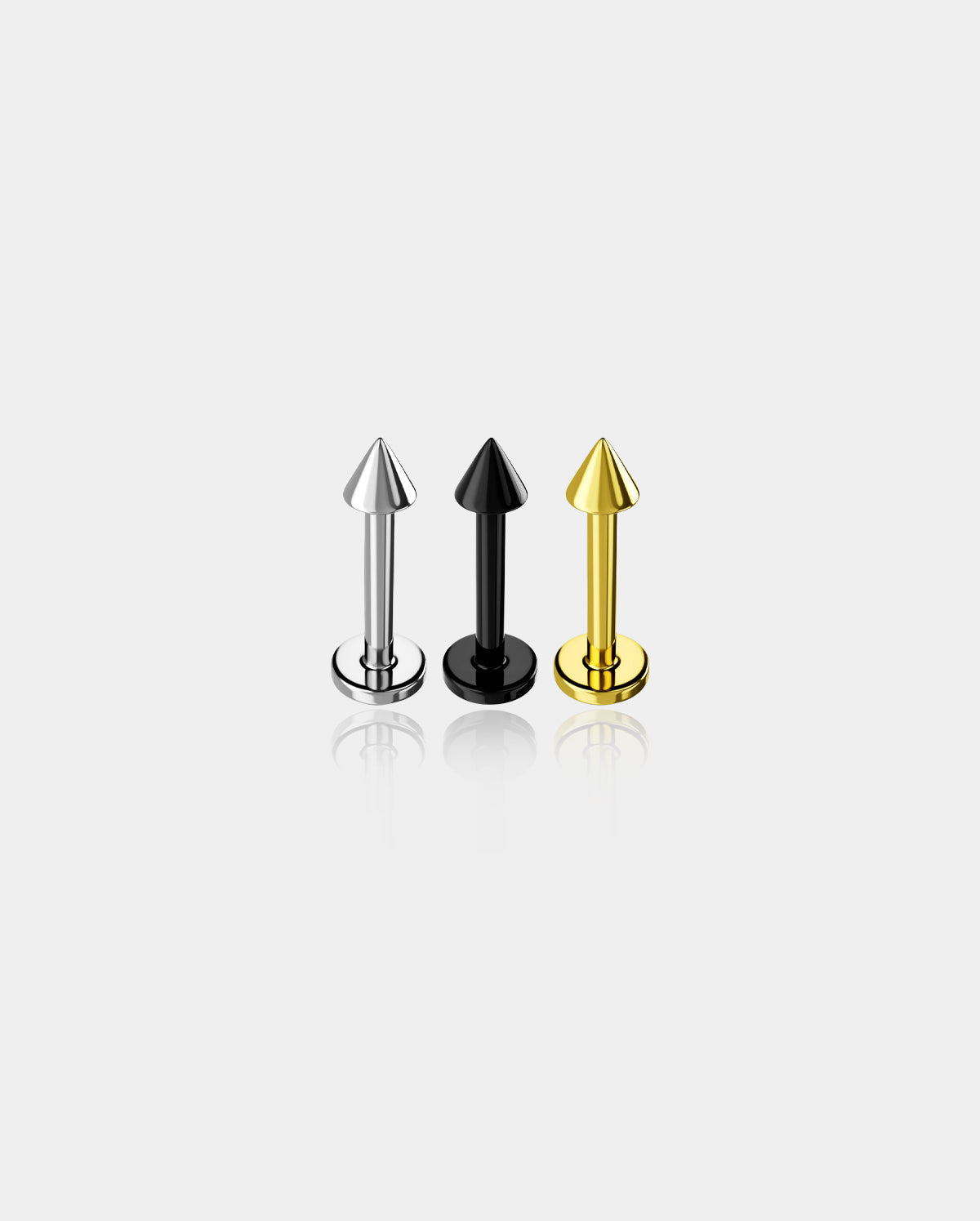3PCS Spike Internally Threaded Titanium Labret Stud