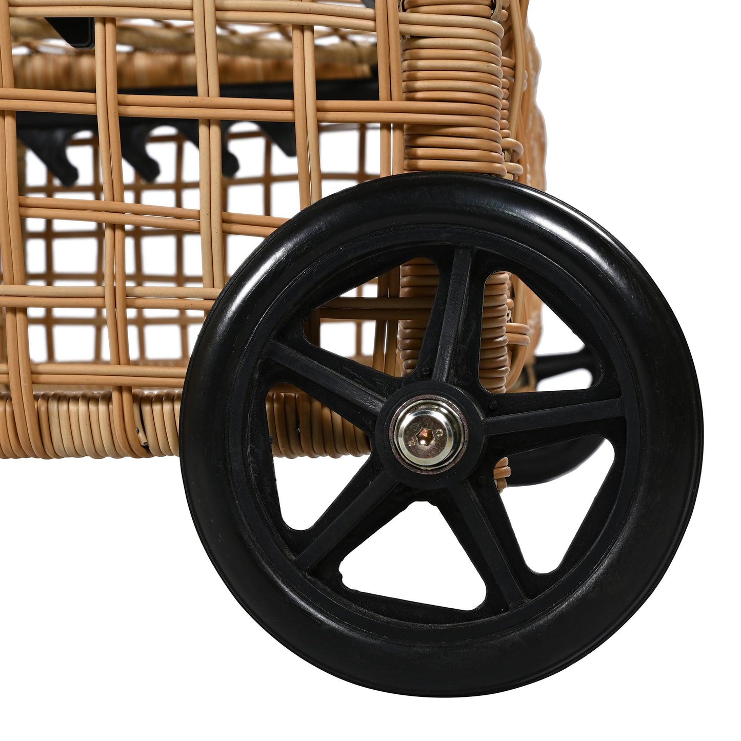 Outdoor Lounge Chair, Patio Chaise Lounge with 5-Position Backrest, Rattan Outdoor Lounge Chair with Cushion and Wheels for Poolside, Backyard, Garden