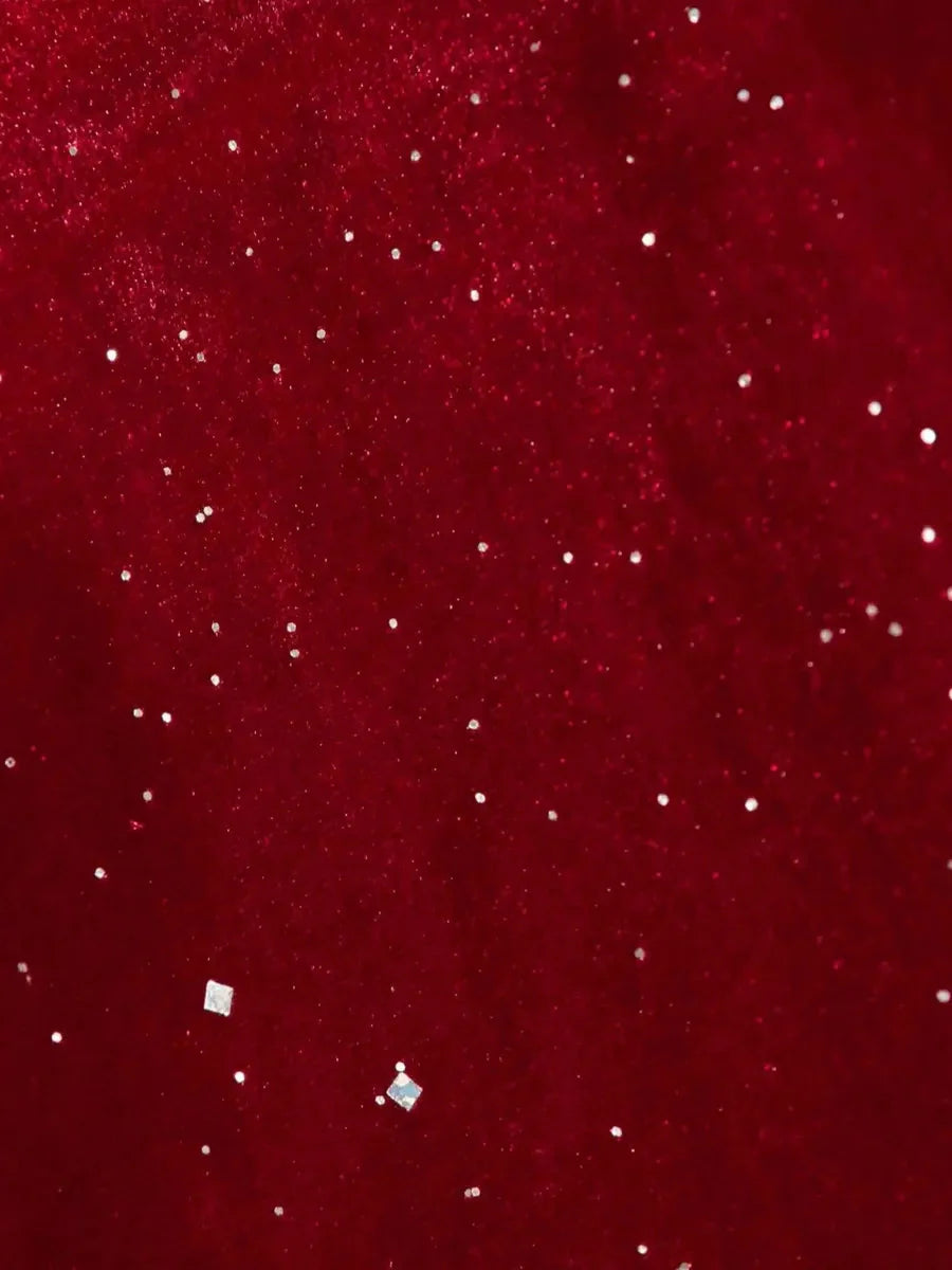 'Red Rose' Holiday Red Hollow Out Lace Velvet Dress