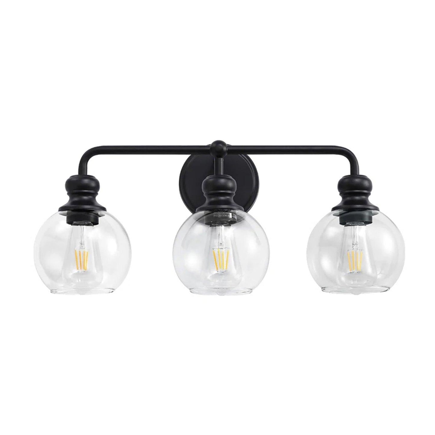 Irvine Black Modern Clear Glass 3-Light Vanity Light