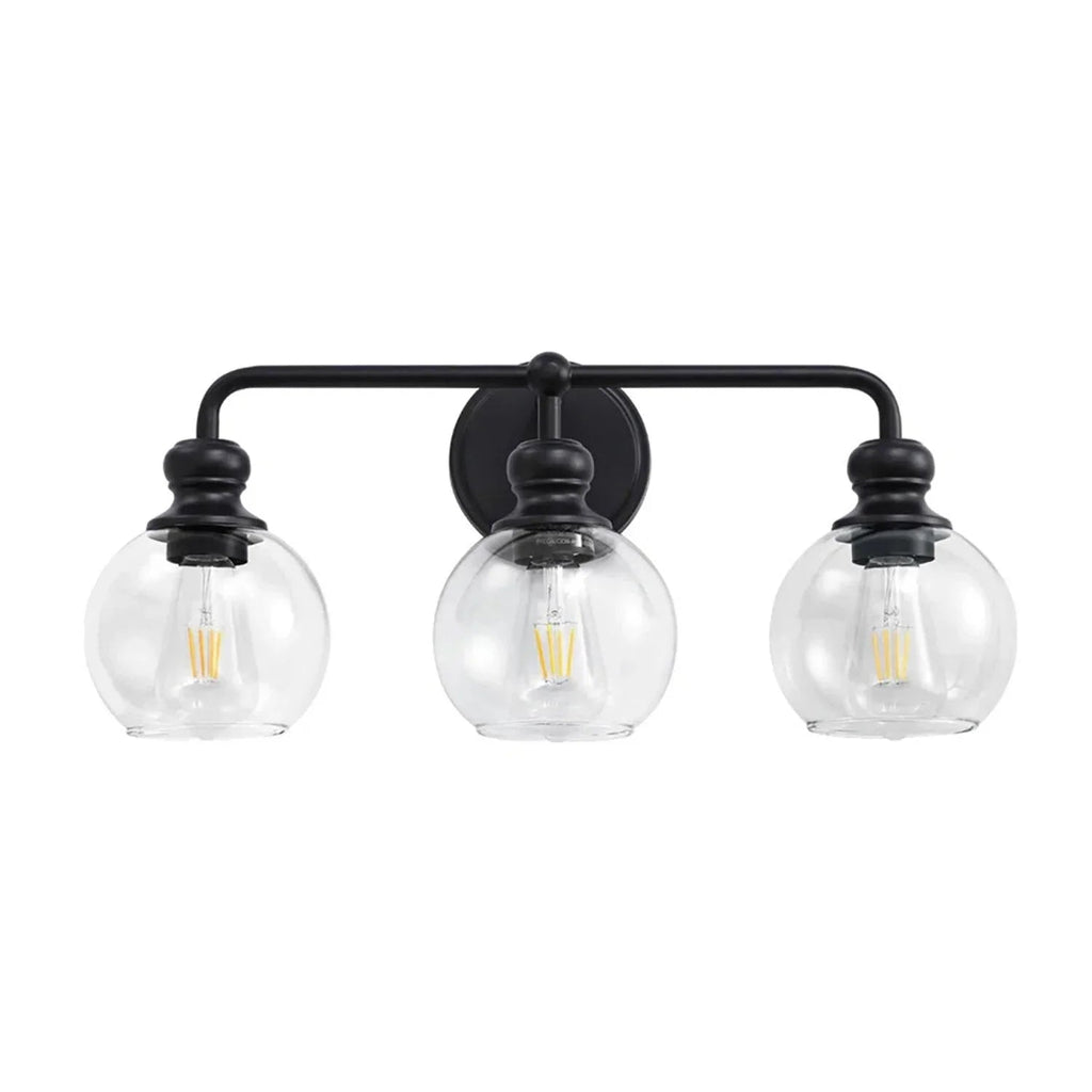 Irvine Black Modern Clear Glass 3-Light Vanity Light