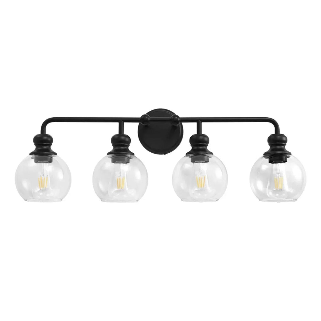 Irvine Black Modern Clear Glass 4-Light Vanity Light