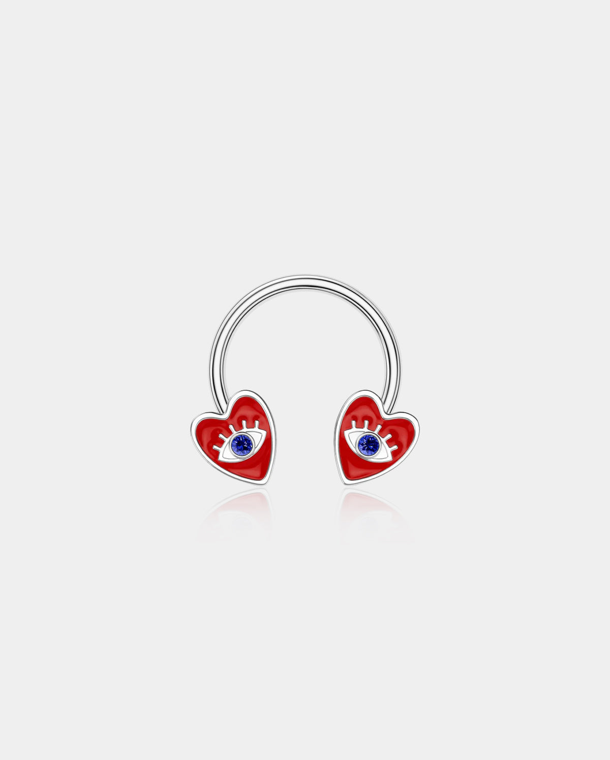 Evil Eye Red Heart Horseshoe Septum Ring