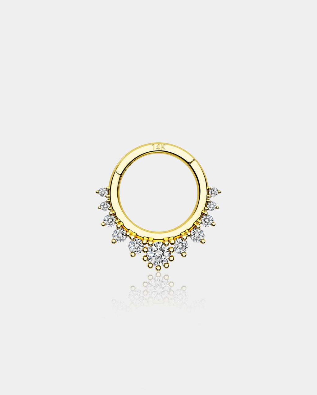 14K Gold CZ Segment Septum Ring