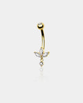 14K Gold CZ Flower Belly Ring