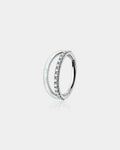 Double Hoop CZ & Synthetic Opal Titanium Helix Ring