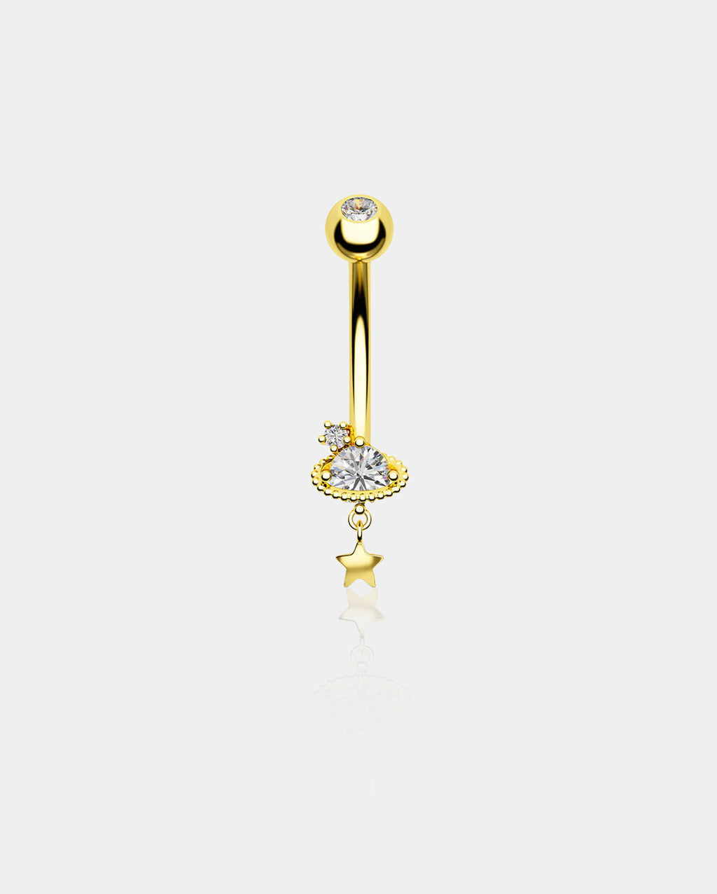 14K Gold Celestial Saturn Belly Ring