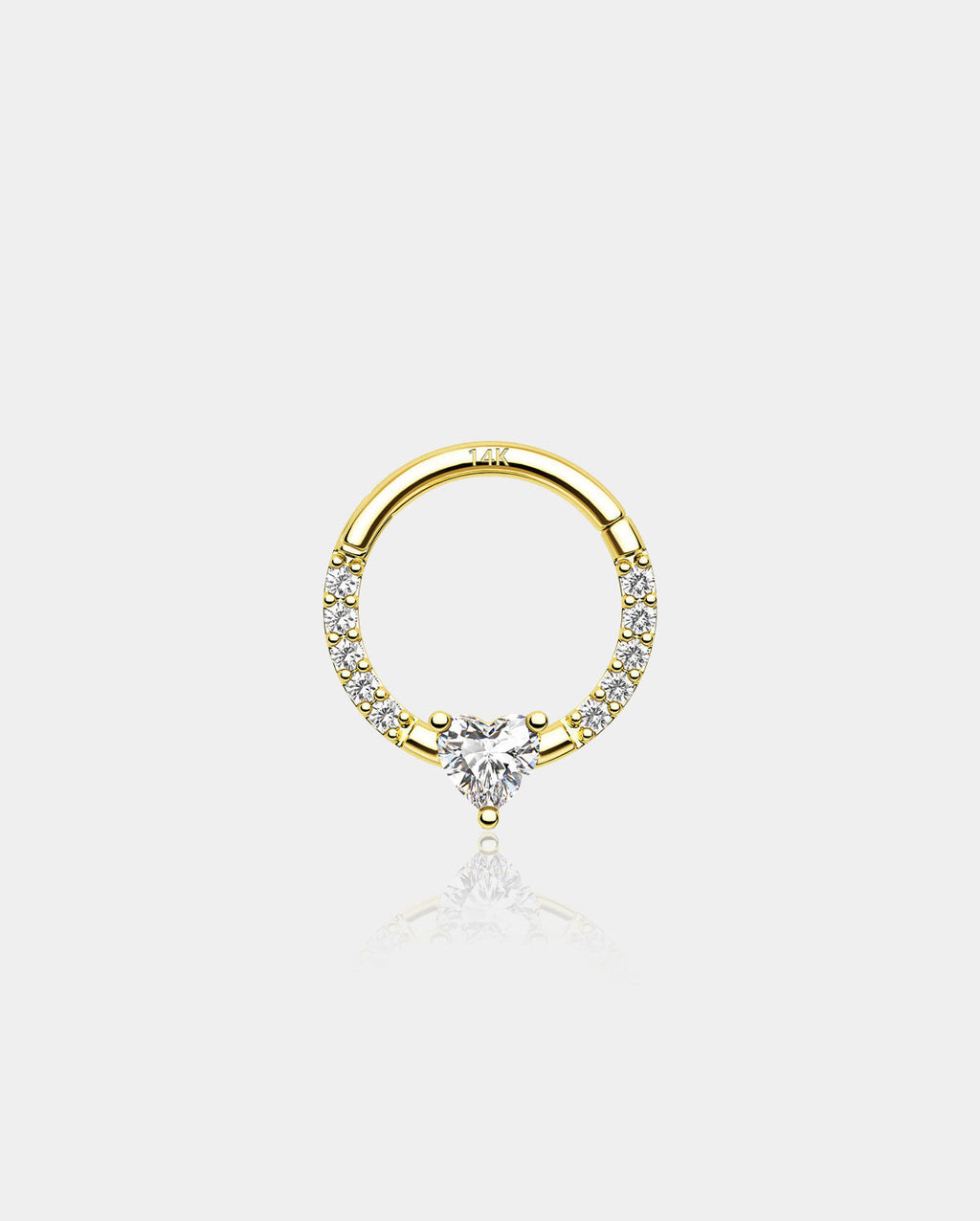 14K Gold Heart CZ Segment Septum Ring