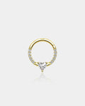 14K Gold Heart CZ Segment Septum Ring