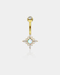 14K Gold Opal Sun Belly Ring