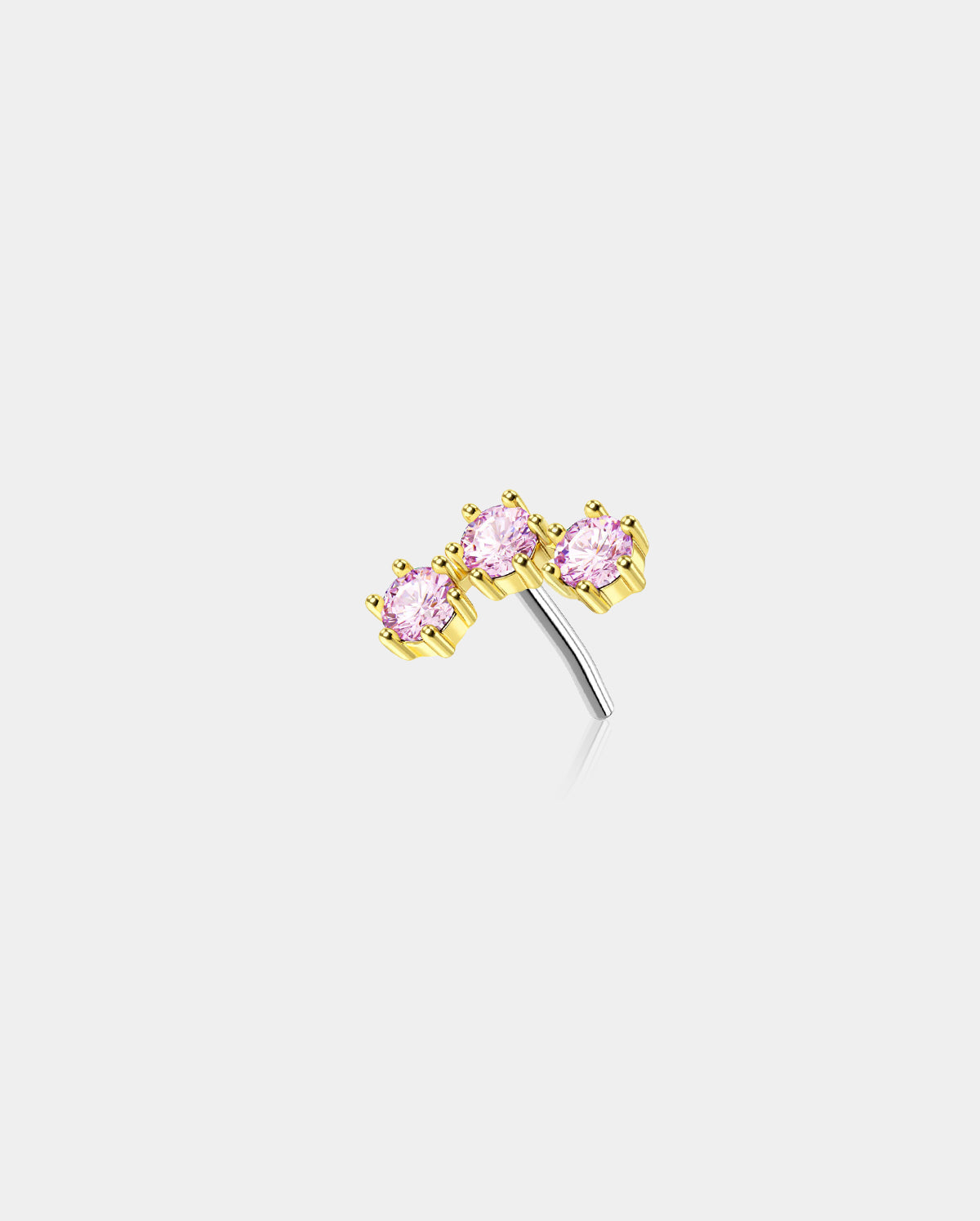 14K Gold Triple CZ Threadless Helix Earring