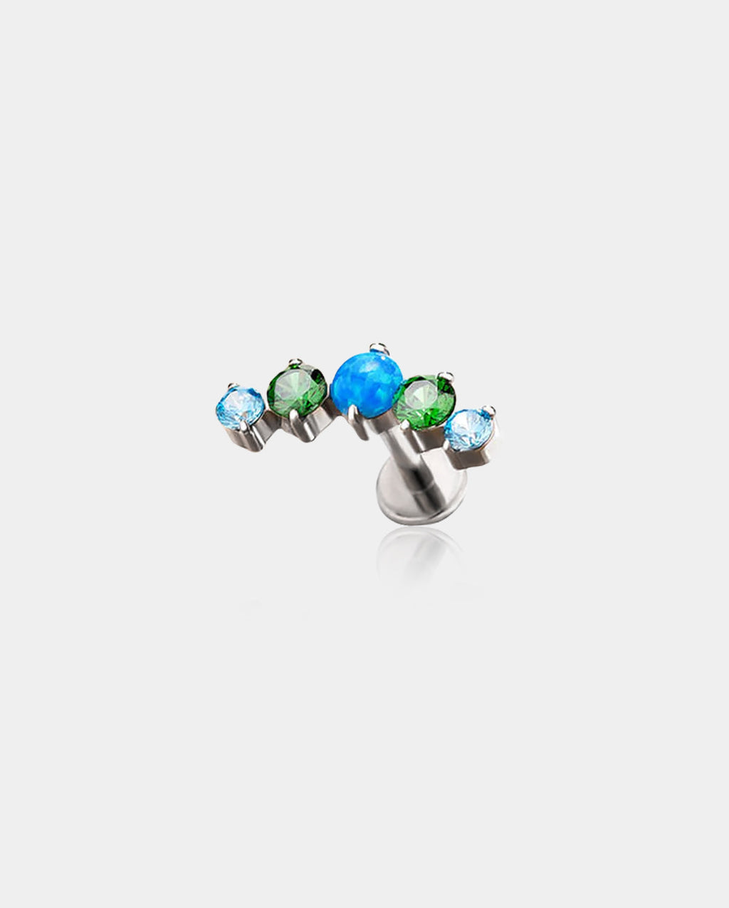 Synthetic Opal & CZ Internally Threaded Titanium Cartilage Stud