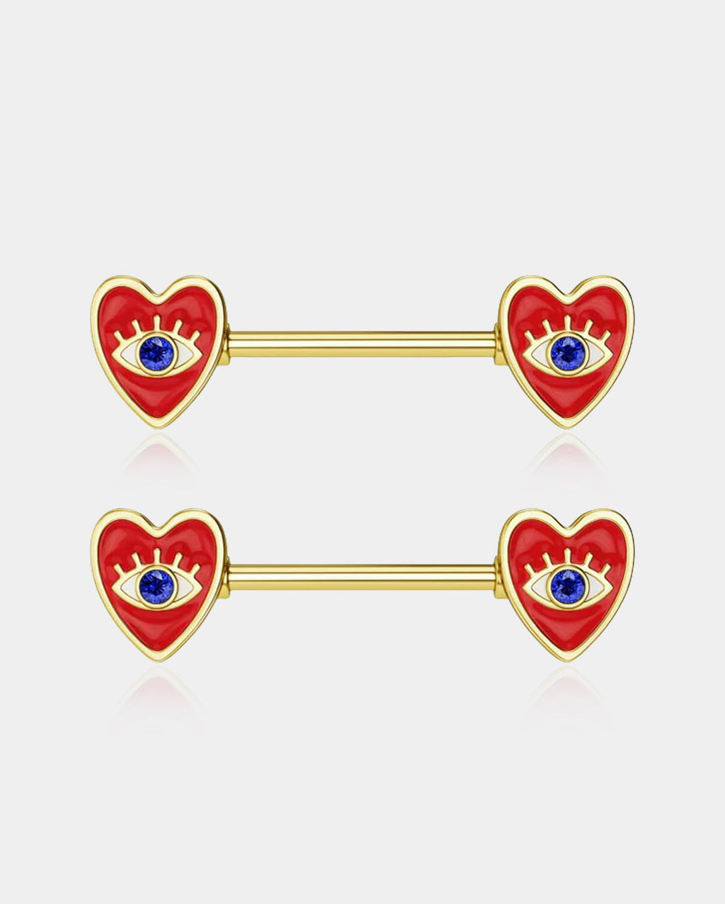 2PCS Evil Eye Red Heart Nipple Ring