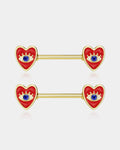 2PCS Evil Eye Red Heart Nipple Ring