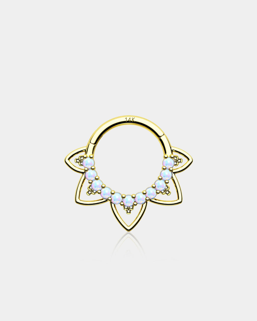14K Gold Opal Lotus Flower Segment Septum Ring