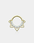 14K Gold Opal Lotus Flower Segment Septum Ring