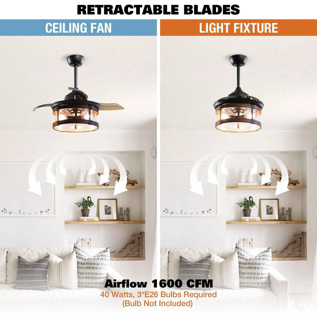 36" Caselli Industrial Downrod Mount Ceiling Fan with Lighting and Remote Control