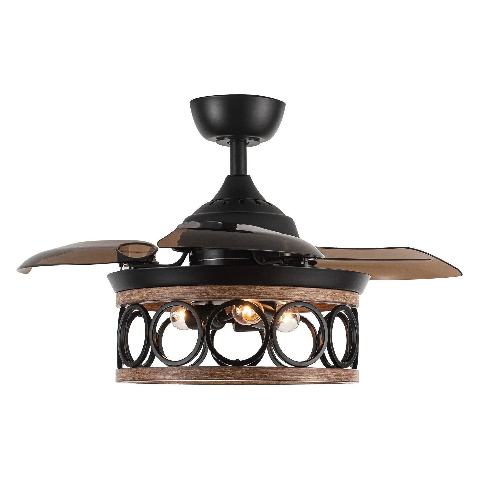 36" Mirelle Farmhouse Downrod Mount Ceiling Fan with Lighting and Remote Control