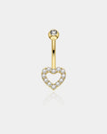14K Gold Heart CZ Belly Ring