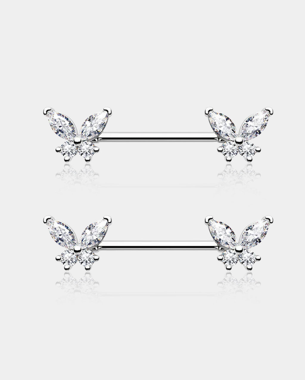 Butterfly Gems Nipple Barbell Pair