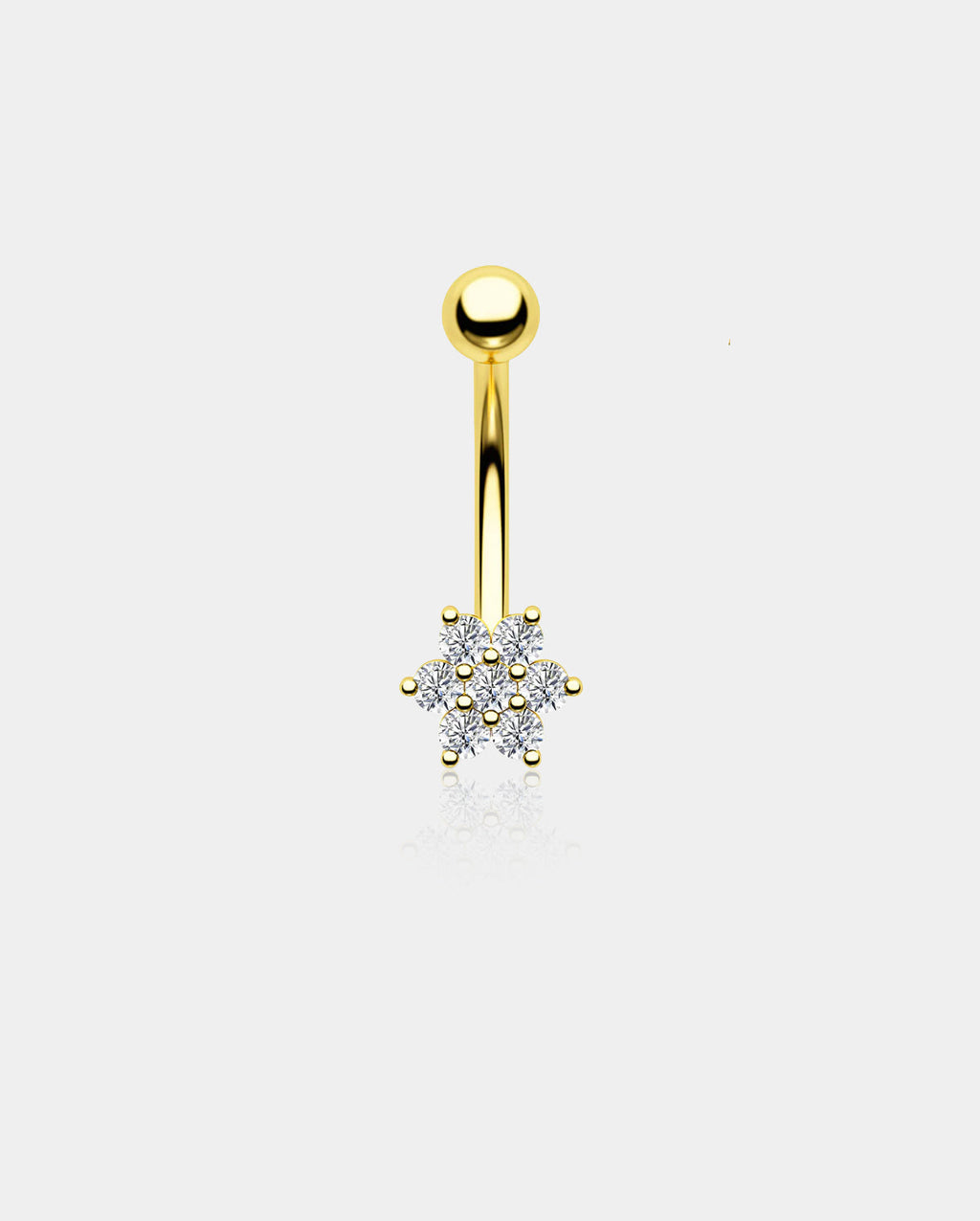 14K Gold CZ Snowflake Belly Ring