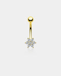 14K Gold CZ Snowflake Belly Ring