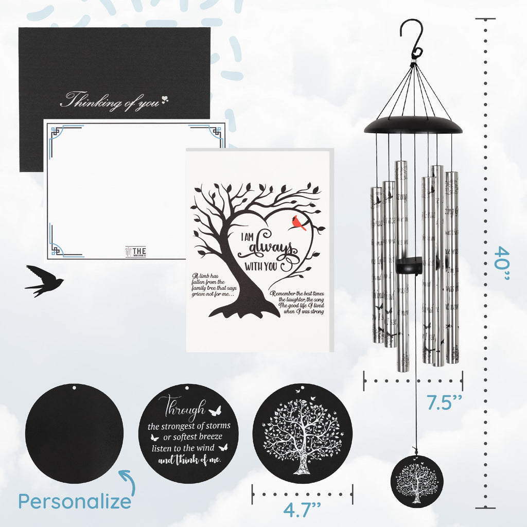 Memorial Serenity Wind Chimes, Thoughtful Gift For Special Occasions or Reflections Amazing Grace Scripture 40”