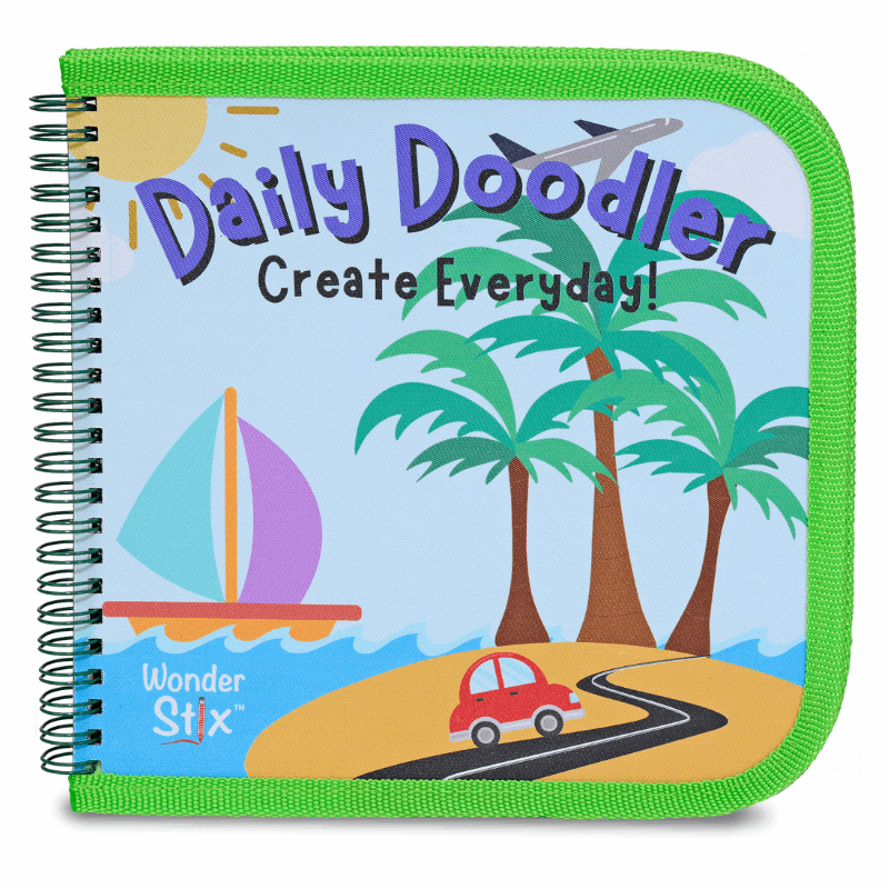 Daily Doodler Reusable Activity Book- Travel Cover, Includes 4 Wonder Stix