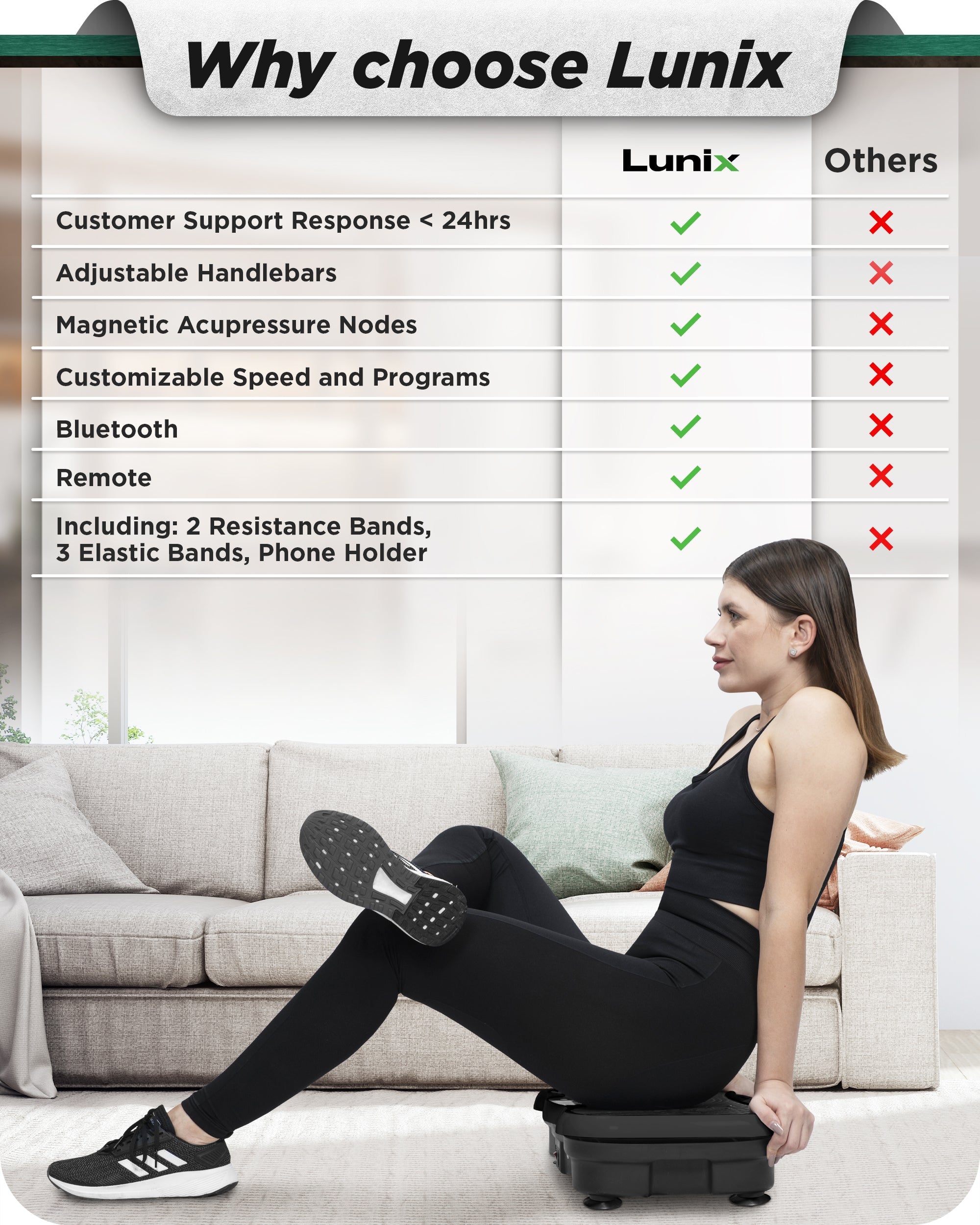 LX18 Vibration Plate, Charcoal Black