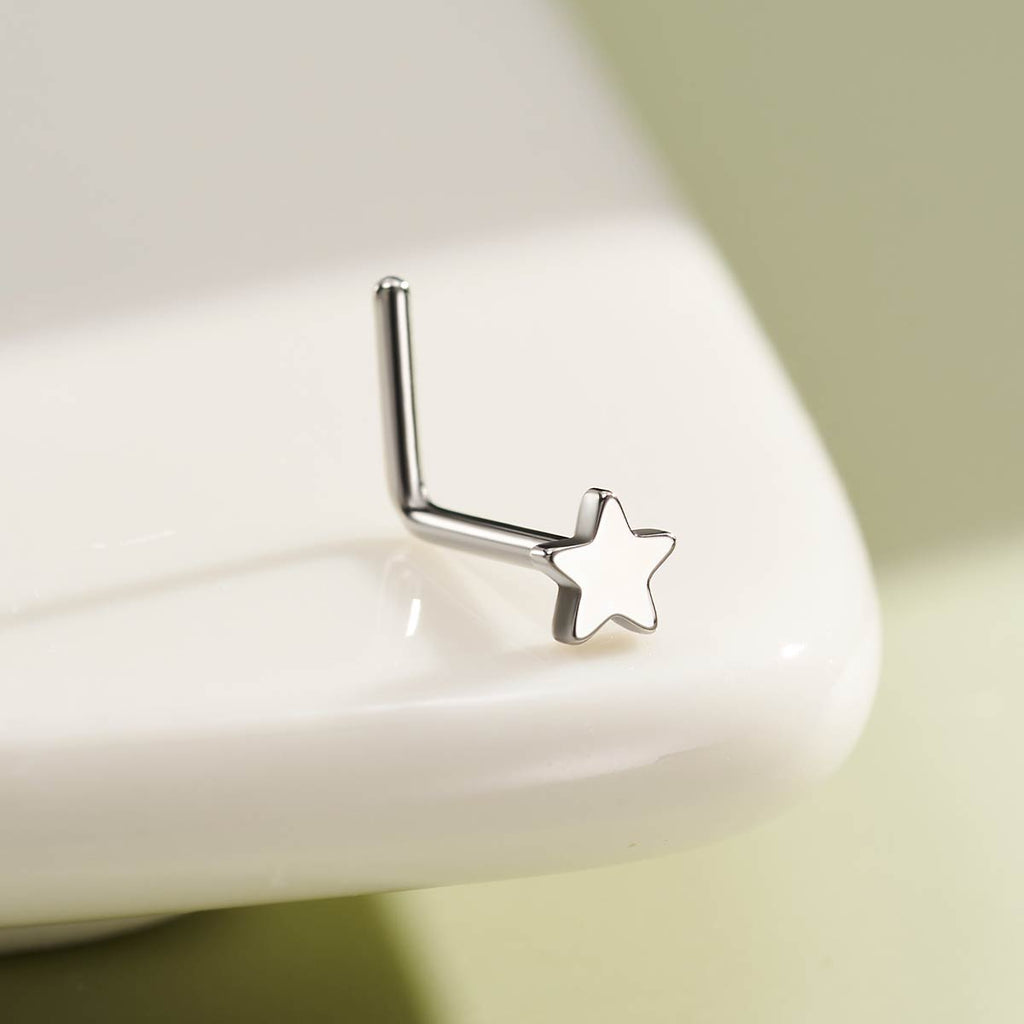 Lshaped Crescent Star Nostril Stud