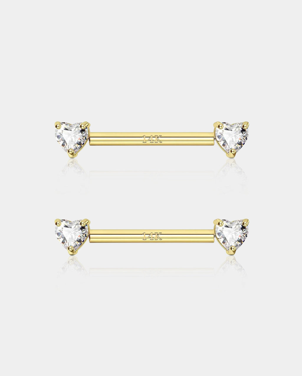 14K Gold Heart CZ Nipple Ring