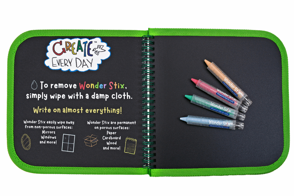 Daily Doodler Reusable Activity Book-Wild Animals Cover, Includes 4 Wonder Stix