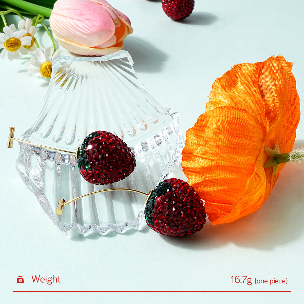 Strawberry Threadless Push-In Drop Earrings