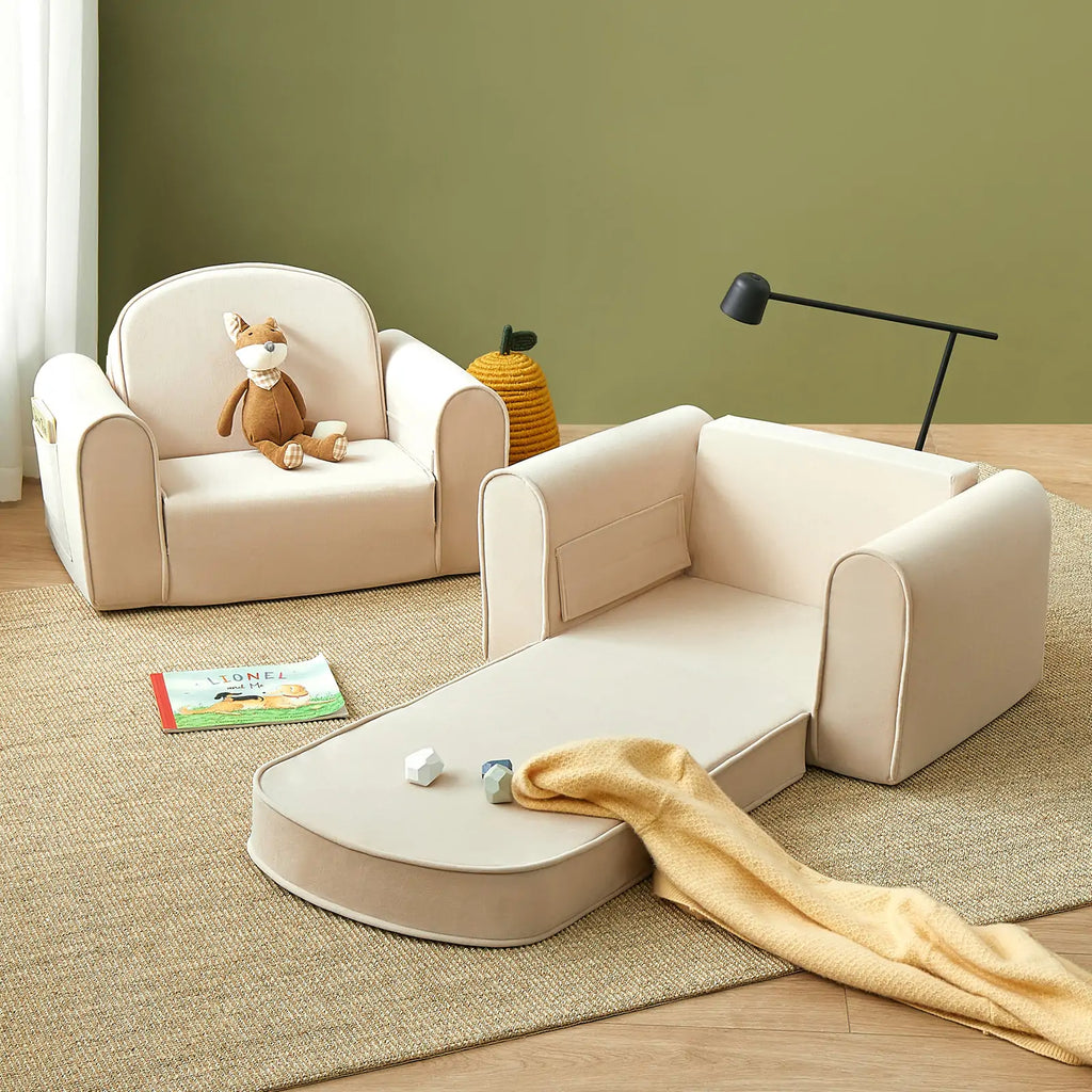 Tiny Land® GentleSnug Kid Chair - Beige White