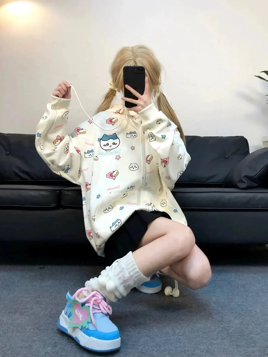'Hachii' Kawaii Streetstyle Cute Hoodie Jacket