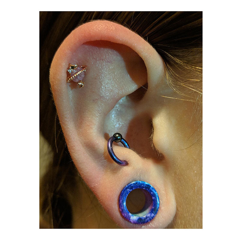 Pink Gem Planet Helix Stud