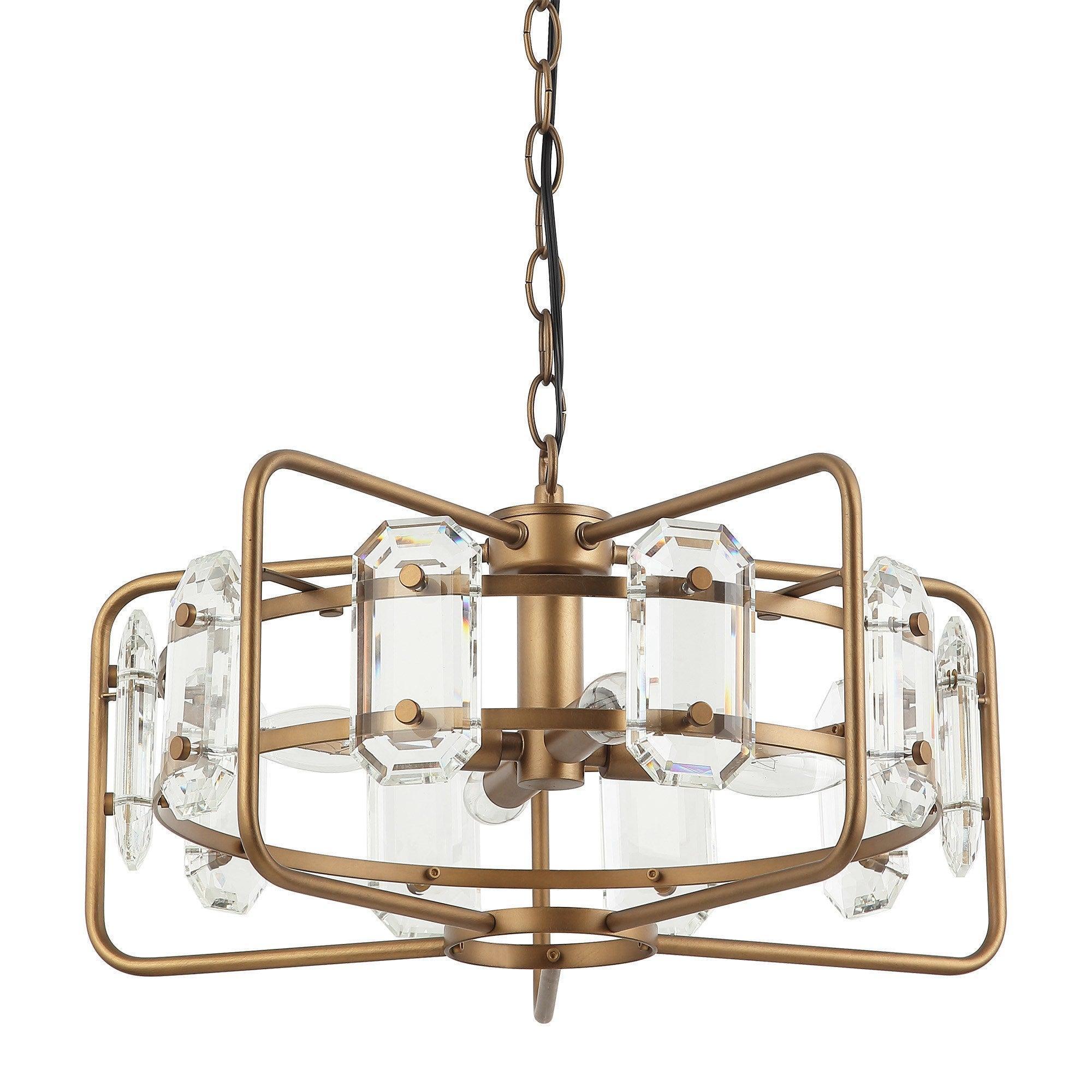 4-Light Golden or Black Modern Crystal Island Pendant Light