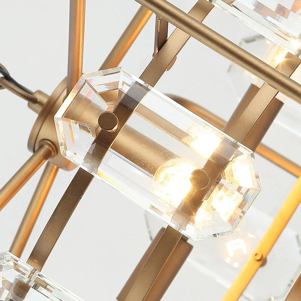 4-Light Golden or Black Modern Crystal Island Pendant Light