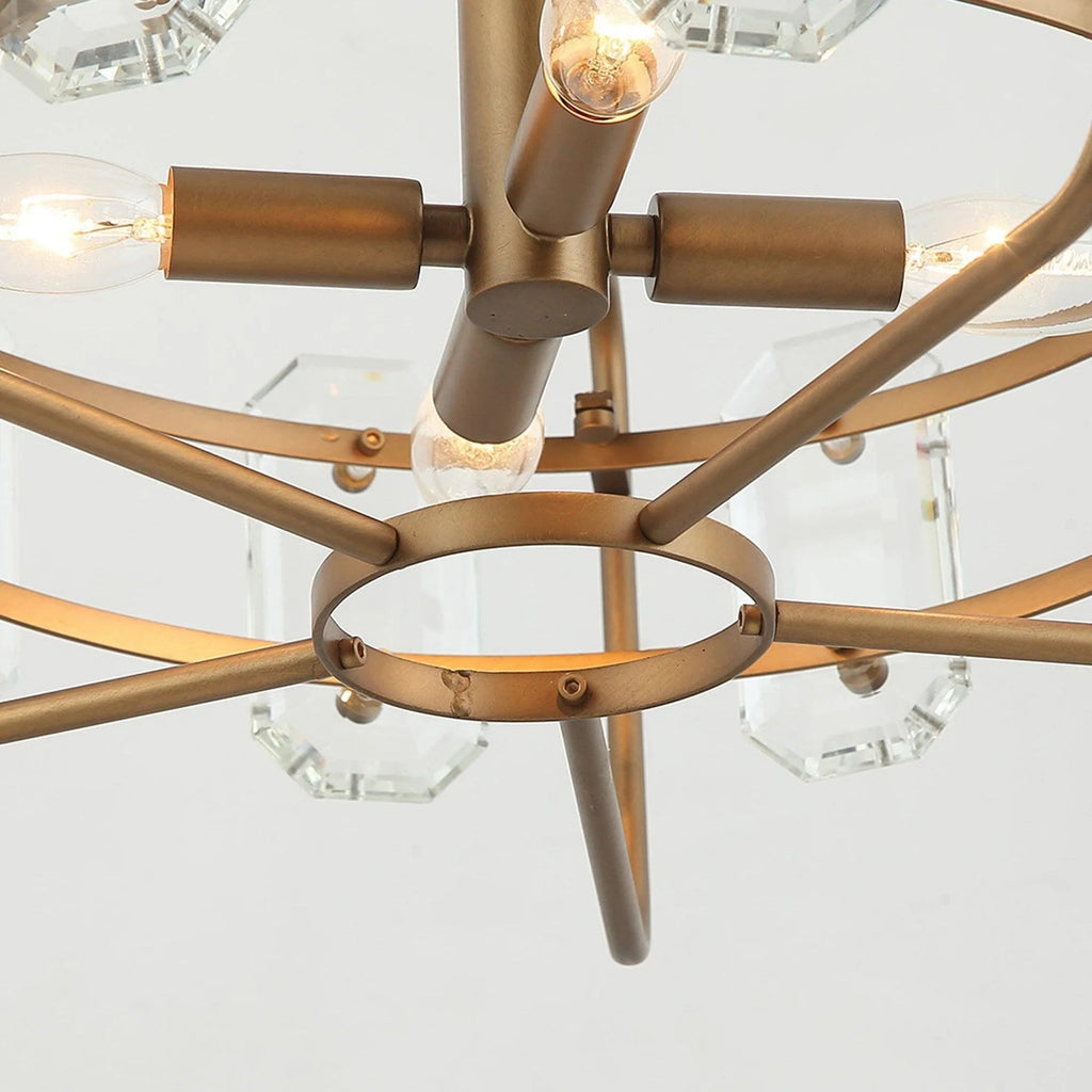 4-Light Golden or Black Modern Crystal Island Pendant Light