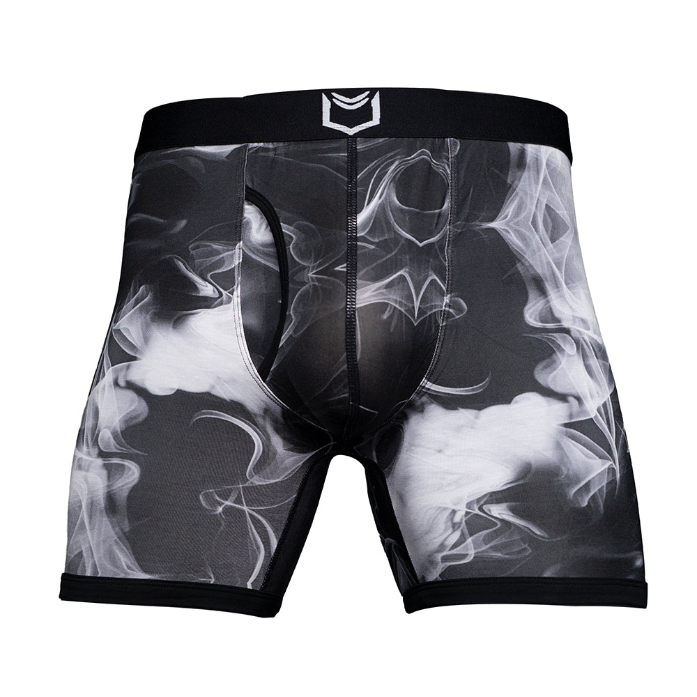 Men's pouch underwear featuring SHEATH 4.0 design with smoke pattern and dual-pouch for comfort and support.