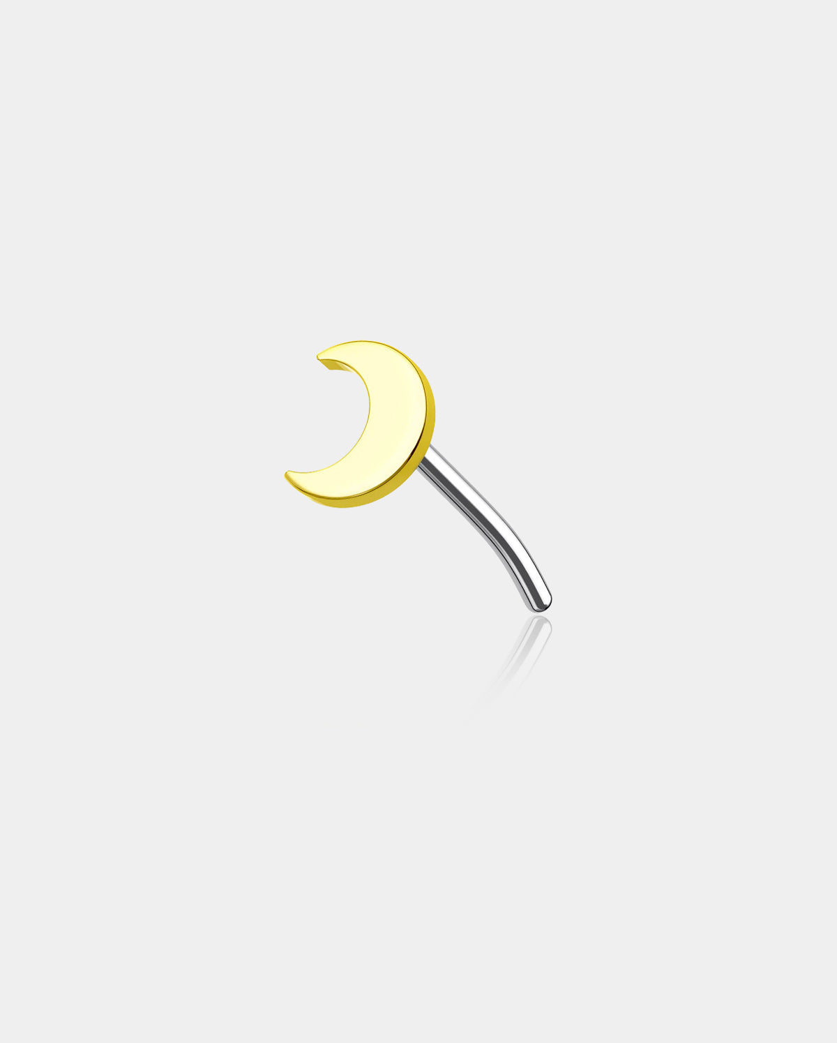 14K Gold Flat Moon Threadless Nose Stud